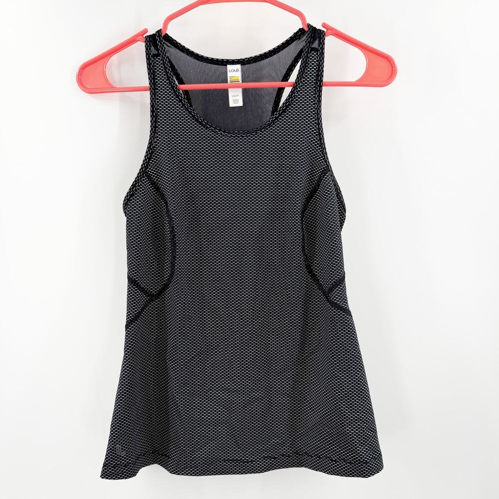 Lole Athletic Tank Top Extra Small Black Racerback Geo Yoga Workout Reflective